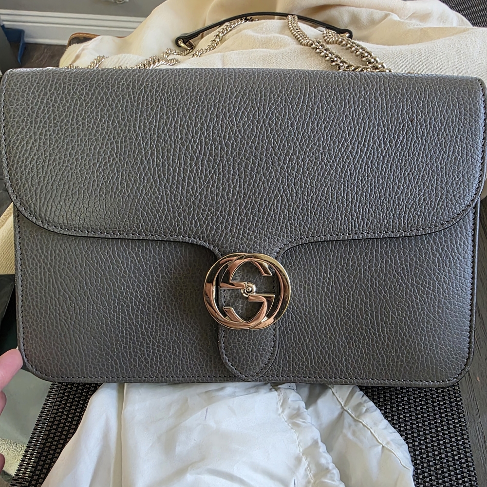 Gucci Gray Leather Shoulder Bag